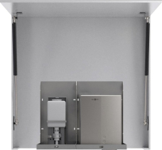 NOFER BASIC zrcadlová skříňka 900 mm s automatickým dávkovačem mýdla a senzorovým osoušečem rukou MUM000121
