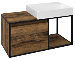 Sapho SKARA umyvadlová skříňka 100x49, 5x46, 5cm, černá mat/dub Collingwood CG004-1919