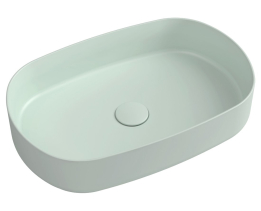 Isvea INFINITY OVAL keramické umyvadlo na desku, 55x36cm, zelená mint 10NF65055-2T