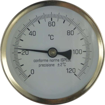 Klum Teploměr bimetalový DN 63, 0 - 120 °C, zadní vývod 1/2", jímka 100 mm PR3051