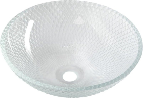 Sapho PUKETA skleněné gravírované umyvadlo na desku Ø 42 cm, čirá TY165