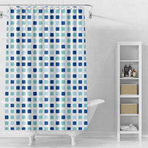 Aqualine Sprchový závěs 180x180cm, vinyl, bílá, modré kostky ZV036