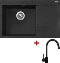 Granitový dřez Sinks RIM 780 L Granblack + Vitalia černá matná G5130