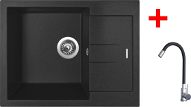 Granitový dřez Sinks AMANDA 650 Metalblack + Elasta nerez/černá G22874