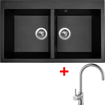 Granitový dřez Sinks AMANDA 860 DUO Metalblack+VITALIA AM860D74VICL