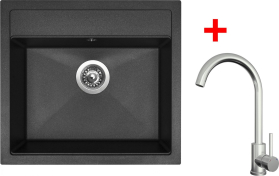 Granitový dřez Sinks SOLO 560 Granblack + ARCO celonerezová G24030