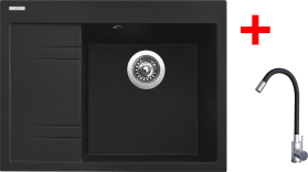 Granitový dřez Sinks RIM 650 P Metalblack + Elasta nerez/černá G20574