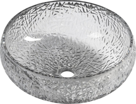 Sapho GAVIOTA skleněné gravírované umyvadlo na desku Ø 42cm, černá TY306