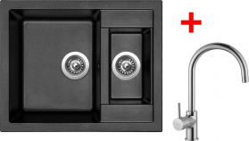 Granitový dřez Sinks CRYSTAL 615.1 Metalblack+VITALIA CR615174VICL