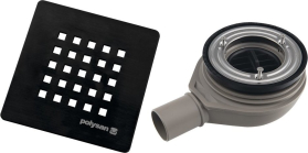 Polysan TRENECA vaničkový sifon, průměr 90mm, DN40, krytka černá mat 84999.21