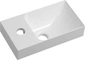 Sapho PICCOLINO umývátko 30, 8x17cm, litý mramor, baterie vlevo, bílá PK300