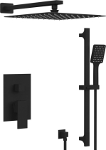 Sapho CUBEMIX podomítkový sprchový set s pákovou baterií, 2 výstupy, posuvný držák sprchy, černá mat CM042B-02