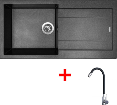 Granitový dřez Sinks AMANDA 990 Metalblack + Elasta nerez/černá G23274