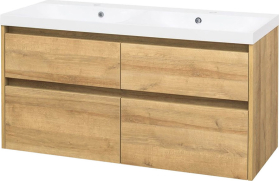 Mereo Opto, koupelnová skříňka s umyvadlem z litého mramoru 121cm, dub Riviera CN923M