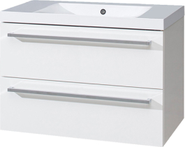 Mereo Bino, koupelnová skříňka s umyvadlem z litého mramoru 81 cm, bílá CN661M