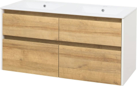 Mereo Opto, koupelnová skříňka s keramickým umyvadlem 121 cm, bílá/dub Riviera CN933