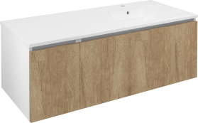 Sapho LOREA skříňka s umyvadlem 121x46x51, 5cm (30+90cm), pravá, dub alabama/bílá mat LE090-2231-R-02