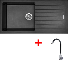 Granitový dřez Sinks PERFECTO 1000 Metalblack + Elasta nerez/černá G22374