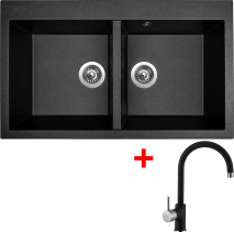Granitový dřez Sinks AMANDA 860 DUO Metalblack+VITALIA GR AM860D74VIGR74