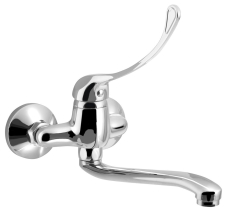 Aqualine AQUALINE 35 nástěnná baterie, rozteč 100mm, lékařská páka, ramínko ploché zvýšené, 220mm, chrom 52044