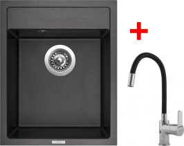 Granitový dřez Sinks CLASSIC 400 Metalblack + Flexia G8174