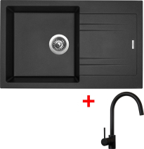 Granitový dřez Sinks LINEA 780 Metalblack + Vitalia černá matná G4374