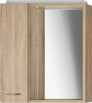 Aqualine ZOJA/KERAMIA FRESH galerka s LED osvětlením, 60x60x14cm, levá, dub platin 45027