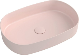 Isvea INFINITY OVAL keramické umyvadlo na desku, 55x36cm, růžová Salmon 10NF65055-2S