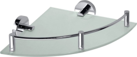 Sapho X-ROUND E skleněná polička rohová s hrazdou 255x60x230mm, chrom XR605