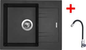 Granitový dřez Sinks LINEA 600 Metalblack + Elasta nerez/černá G20374