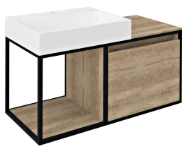 Sapho SKARA umyvadlová skříňka 100x49, 5x46, 5cm, černá mat/dub Alabama CG004-2222