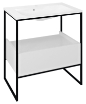 Sapho SKA konzole pod umyvadlo se zásuvkou 750x850x460mm, černá mat/bílá lesk SKA602