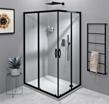 Gelco SIGMA SIMPLY BLACK obdélníkový sprchový kout 1100x1000 mm, L/P varianta, rohový vstup, čiré sklo GS2111B-02