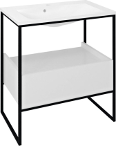 Sapho SKA konzole pod umyvadlo se zásuvkou 750x850x460mm, černá mat/bílá lesk SKA602