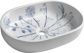 Sapho PRIORI keramické umyvadlo na desku, 60x40 cm, bílá s modrým vzorem PI029