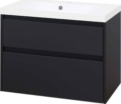Mereo Opto, koupelnová skříňka s umyvadlem z litého mramoru 81 cm, černá CN941M