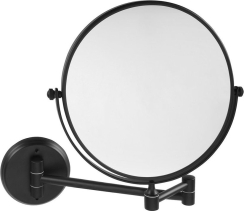 Sapho X-ROUND BLACK E kosmetické zrcátko závěsné, Ø 200mm, oboustranné, černá mat XR010B