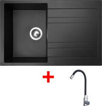 Granitový dřez Sinks GRANDE 800 Metalblack + Elasta nerez/černá G21174