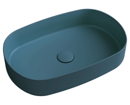 Isvea INFINITY OVAL keramické umyvadlo na desku, 55x36cm, zelená petrol 10NF65055-2P