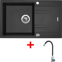 Granitový dřez Sinks LINEA 780 XC Metalblack + Elasta nerez/černá G20774XC