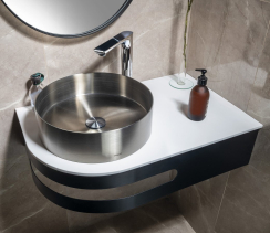 Sapho PULSE rohový stolek s umyvadlem 755x455mm, pravý, nerez mat BM760-0101-01