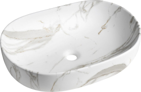 Sapho CALEO keramické umyvadlo na desku, 60x42cm, bianco carrara CA590BC