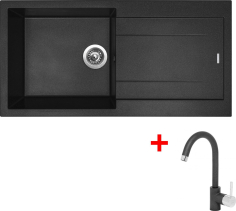 Granitový dřez Sinks AMANDA 990 NANO Nanoblack+MIX 35 GR AM990N6MI35GRN6