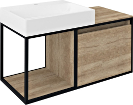 Sapho SKARA umyvadlová skříňka 100x49, 5x46, 5cm, černá mat/dub Alabama CG004-2222