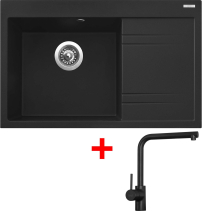 Granitový dřez Sinks RIM 780 L Metalblack + Elka černá matná G5574