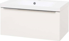 Mereo Mailo, koupelnová skříňka s umyvadlem z litého mramoru 81 cm, bílá, chrom madlo CN516M