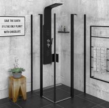 Polysan ZOOM BLACK čtvercová sprchová zástěna 900x900mm, čiré sklo ZL5415B