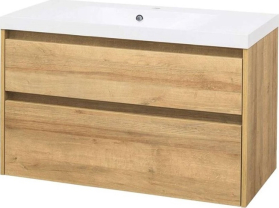 Mereo Opto, koupelnová skříňka s umyvadlem z litého mramoru 101 cm, dub Riviera CN922M