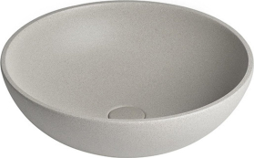 Sapho TURF betonové umyvadlo na desku, včetně výpusti, Ø 44cm, bílý pískovec AR437