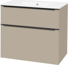 Mereo Mailo, koupelnová skříňka s keramickým umyvadlem 81 cm, šedý kámen, černé madlo CN551B